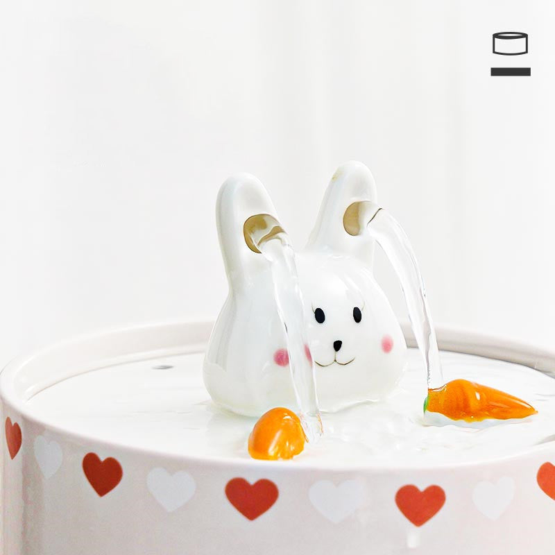 pink ceramic bunny cat dog water fountain cute