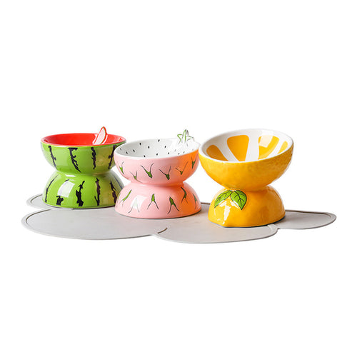 Ceramic fruit pet food bowl watermelon dragon fruit and lemon cat and dog food bowl