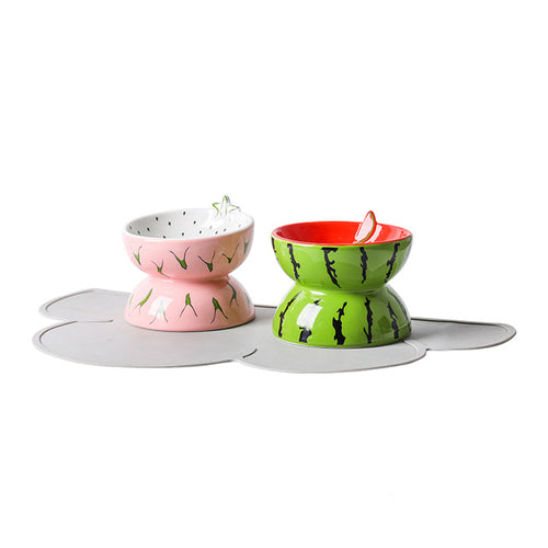 Ceramic Fruit lemon watermelon food bowls for cat and dog food