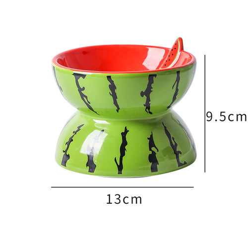 Watermelon fruit ceramic pet food bowl for cat and dog