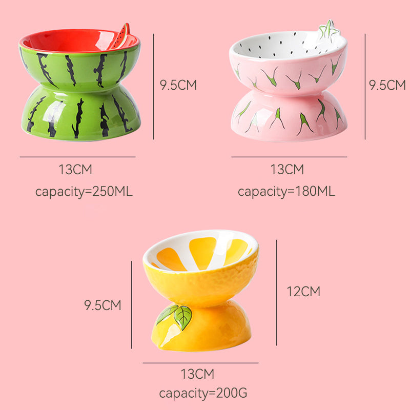 Ceramic fruit bowls for cat and dog food