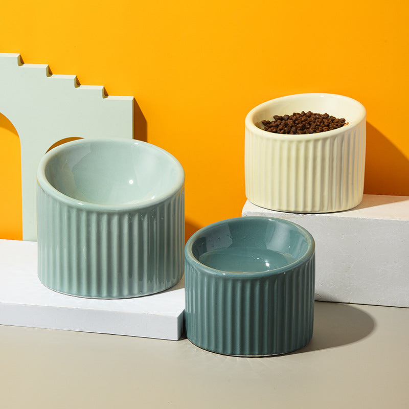 CERAMIC STRIPED FOOD BOWL