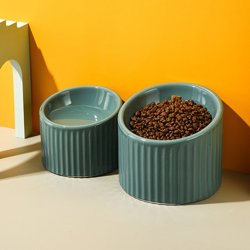 CERAMIC STRIPED FOOD BOWL