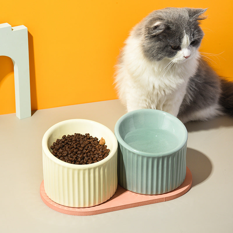 CERAMIC STRIPED FOOD BOWL