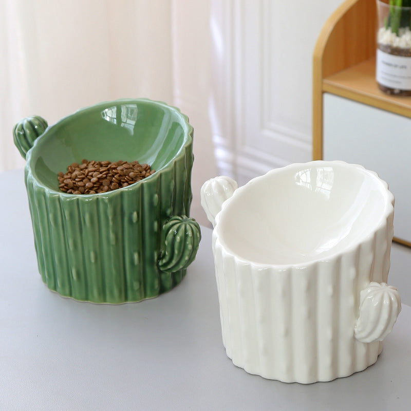 Ceramic Cactus Pet Food Bowl